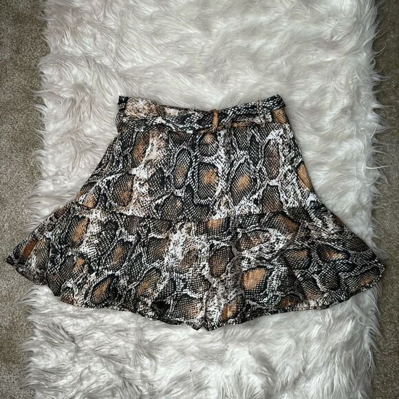 Zara Snake Print Micro Mini Skort Skirt - Picture 4 of 6
